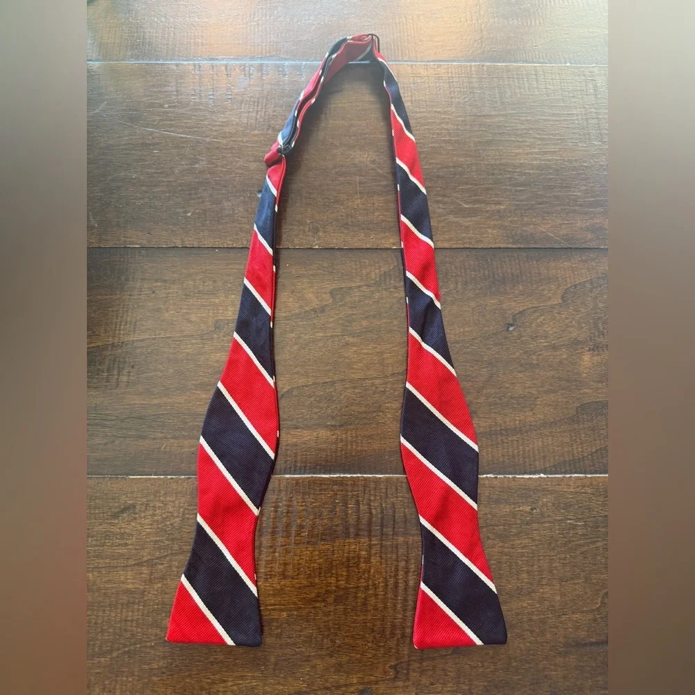 Robert Talbott Red, White and Blue Diagonal Striped Bow Tie